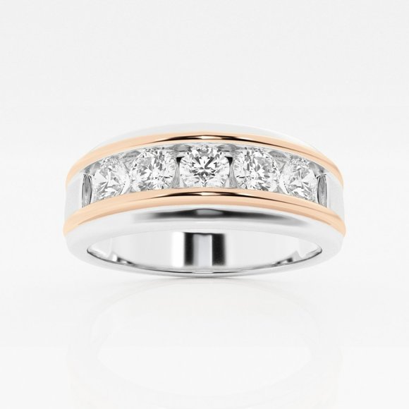 1 Ctw Round Lab Grown Diamond Men's Channel Set Wedding Band - Picture 3 of 4